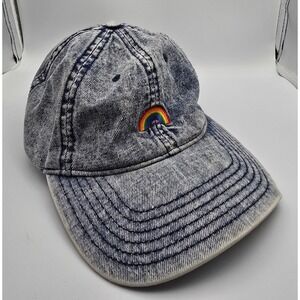 American Eagle Outfitters AEO Acid Wash Rainbow Embroidered Baseball Cap O S
